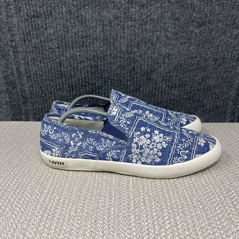 SeaVees Reyn Spooner Baja Slip On Lahaina Sailor Kloth Blue White Mens 11.5